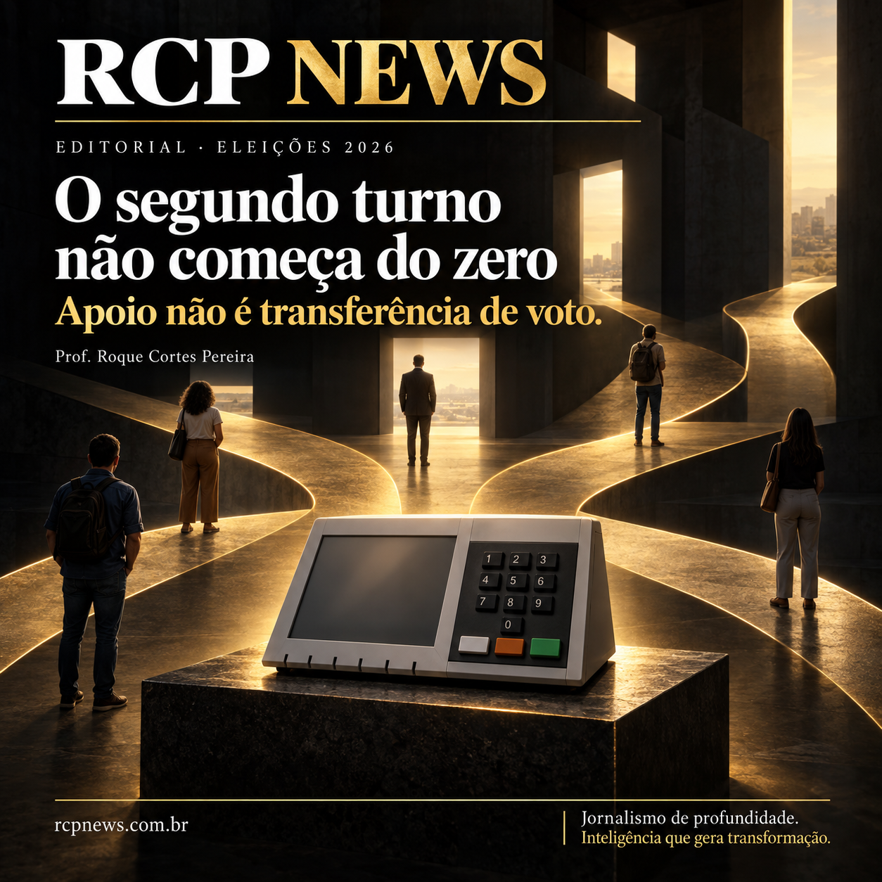 O segundo turno não começa do zero: urna e caminhos simbolizam a autonomia do eleitor