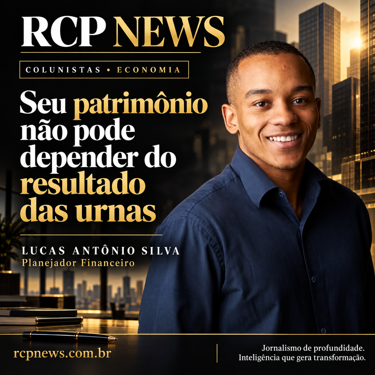 Arte RCP News da coluna de Lucas Antônio Silva: Seu patrimônio não pode depender do resultado das urnas